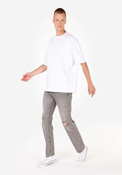 اعرض التفاصيل لـ بنطلون جينز رجالي باللون الرمادي سليم