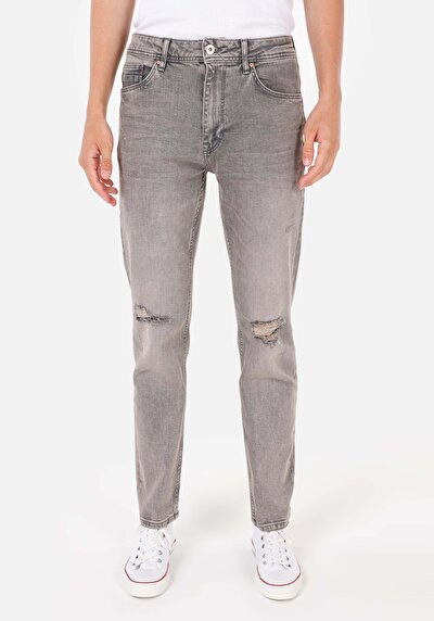 اعرض التفاصيل لـ بنطلون جينز رجالي باللون الرمادي سليم