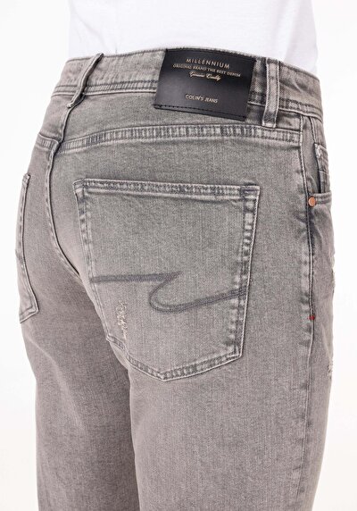 اعرض التفاصيل لـ بنطلون جينز رجالي باللون الرمادي سليم