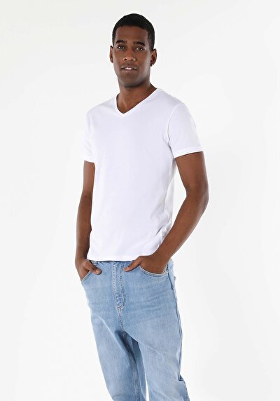 اعرض التفاصيل لـ أبيض للرجال تي شيرت بأكمام قصيرة