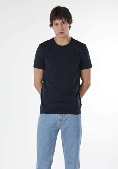 اعرض التفاصيل لـ أزرق بحري للرجال تي شيرت بأكمام قصيرة