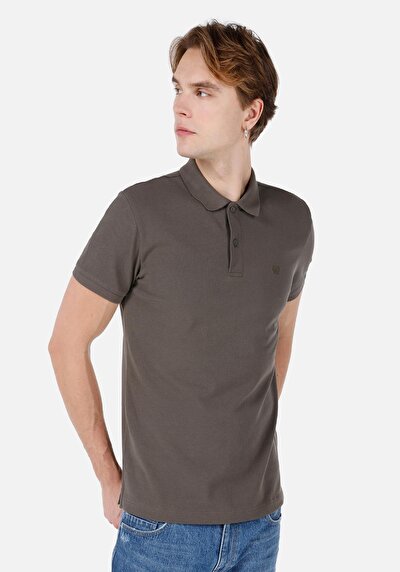 صورة من  بولو ياقة مستقيم رجالي أخضر كم قصير تي شيرت