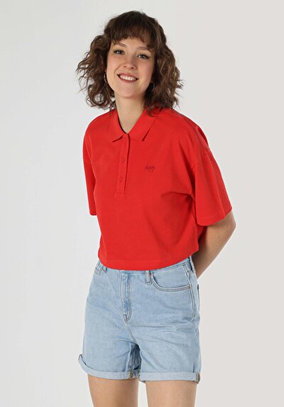 اعرض التفاصيل لـ أحمر للنساء تي شيرت بأكمام قصيرة