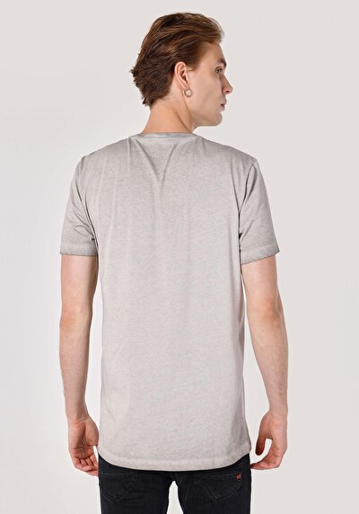 اعرض التفاصيل لـ   رقبة مستديرة مطبوعة رجالي رمادي كم قصير تي شيرت