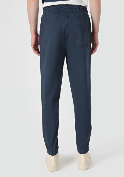 اعرض التفاصيل لـ كومفورت فيت خصر متوسط ساق مستقيمة بنطلون رجالي أزرق داكن
