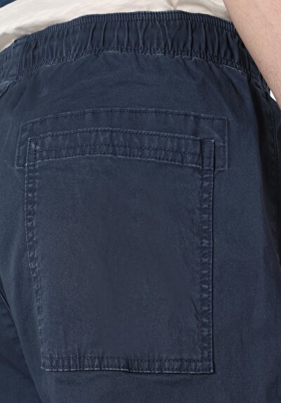 اعرض التفاصيل لـ كومفورت فيت خصر متوسط ساق مستقيمة بنطلون رجالي أزرق داكن