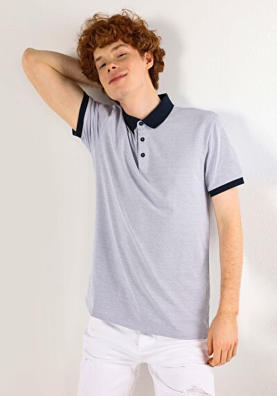 صورة من عادي قصة بولو رقبة جاكار رجالي رمادي كم قصير تي شيرت