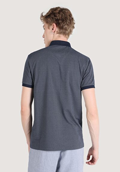 اعرض التفاصيل لـ عادي رقبة بولو جاكار رجالي أزرق كحلي كم قصير تي شيرت