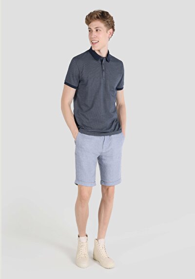 اعرض التفاصيل لـ عادي رقبة بولو جاكار رجالي أزرق كحلي كم قصير تي شيرت