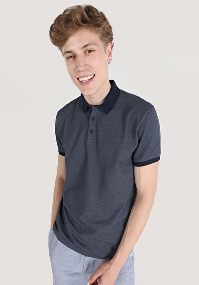 اعرض التفاصيل لـ عادي رقبة بولو جاكار رجالي أزرق كحلي كم قصير تي شيرت