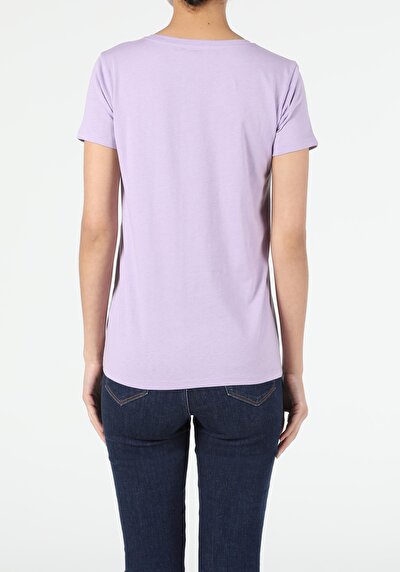 اعرض التفاصيل لـ أرجواني للنساء تي شيرت بأكمام قصيرة