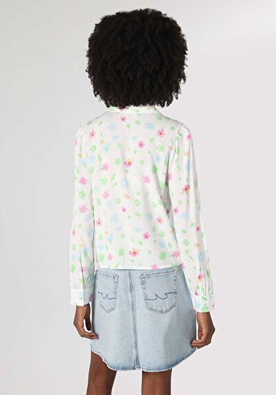 صورة من متعدد الألوان للنساء قميص كم طويل