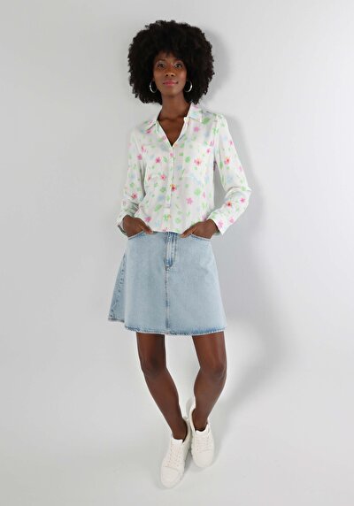 صورة من متعدد الألوان للنساء قميص كم طويل