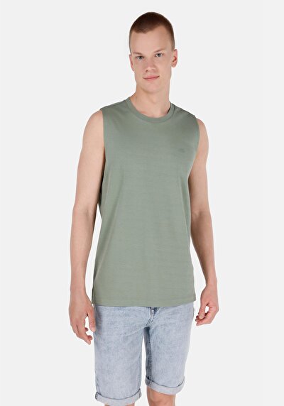 صورة من رومال فيت بلوزة دبابة أخضر للرجال