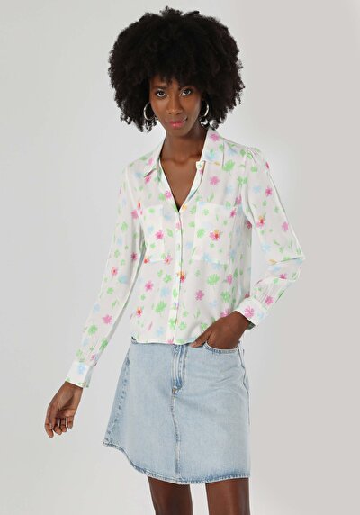 اعرض التفاصيل لـ متعدد الألوان للنساء قميص  كم طويل