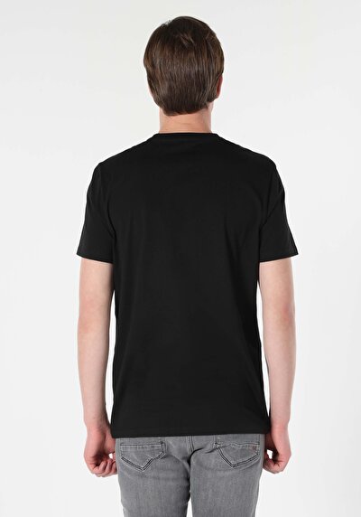 اعرض التفاصيل لـ عادي مقاس رقبة مستديرة مستقيم رجالي أسود كم قصير تي شيرت