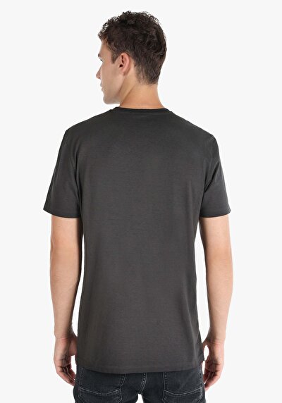 اعرض التفاصيل لـ عادي قصة رقبة مستديرة رجالي أنثراسايت كم قصير تي شيرت