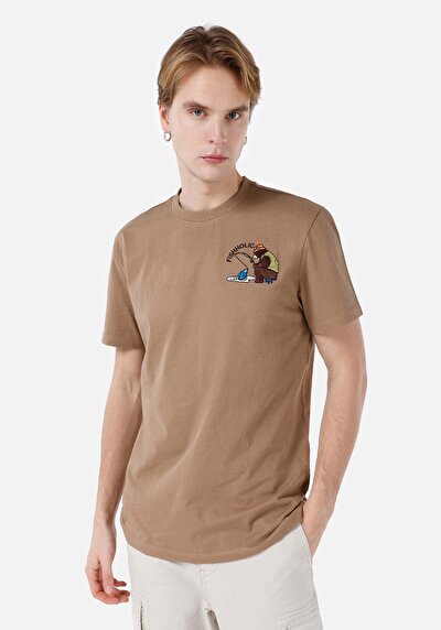 صورة من كومفورت فيت رقبة مستديرة مستقيم رجالي رمادي كم قصير تي شيرت