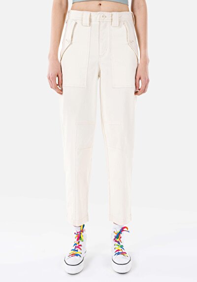 اعرض التفاصيل لـ فضفاض  رفع الخصر ساق مستقيمة بنطلون إكرو نسائي