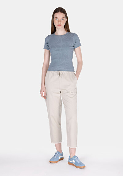 اعرض التفاصيل لـ نحيف  ياقة مستديرة مستقيم نسائي أزرق كم قصير تي شيرت