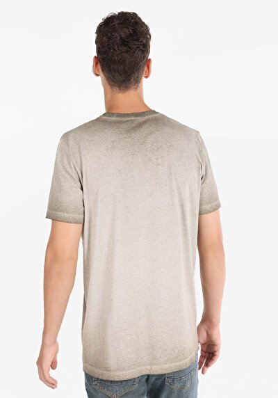 صورة من عادي قصة رقبة مستديرة تي شيرت رجالي بيج بأكمام قصيرة