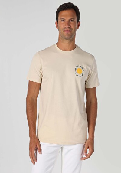 صورة من رقبة مستديرة مستقيم رجالي إيكرو كم قصير تي شيرت