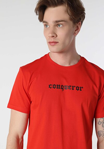 اعرض التفاصيل لـ   رقبة مستديرة مستقيم رجالي أحمر كم قصير تي شيرت