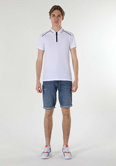 اعرض التفاصيل لـ أبيض للرجال قميص بولو  كم قصير