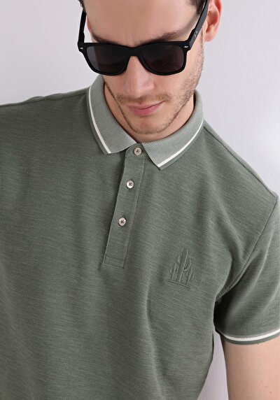 اعرض التفاصيل لـ أخضر للرجال قميص بولو  كم قصير