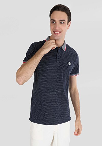 اعرض التفاصيل لـ عادي رقبة بولو جاكار رجالي أزرق كحلي كم قصير تي شيرت