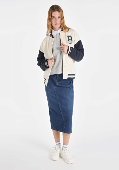 اعرض التفاصيل لـ   جاكيت أبيض نسائي مع قفل المفاجئ