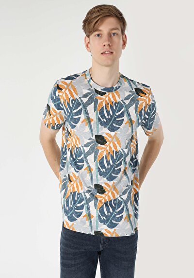 اعرض التفاصيل لـ   رقبة مستديرة مطبوعة رجالي متعدد الألوان كم قصير تي شيرت