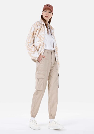 اعرض التفاصيل لـ   ارتفاع الخصر ساق ضيقة نسائي بيج السراويل