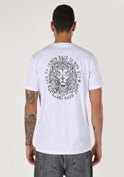 اعرض التفاصيل لـ   رقبة مستديرة مستقيم تي شيرت أبيض بأكمام قصيرة للرجال