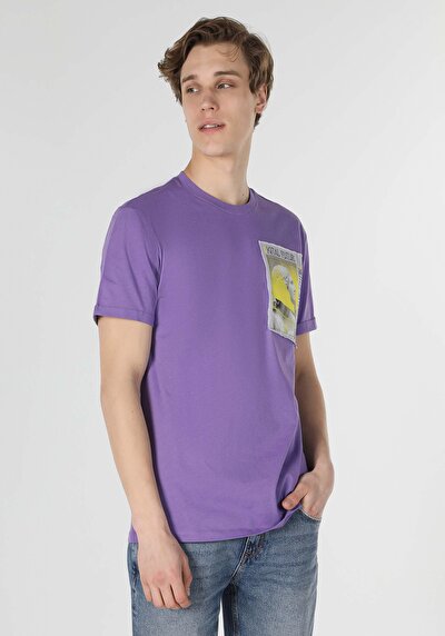 اعرض التفاصيل لـ أرجواني للرجال تي شيرت بأكمام قصيرة