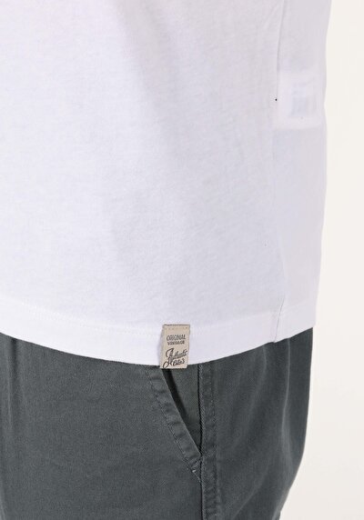 اعرض التفاصيل لـ ضيق  على شكل حرف V رقبة مستقيمة للرجال أبيض بأكمام قصيرة تي شيرت