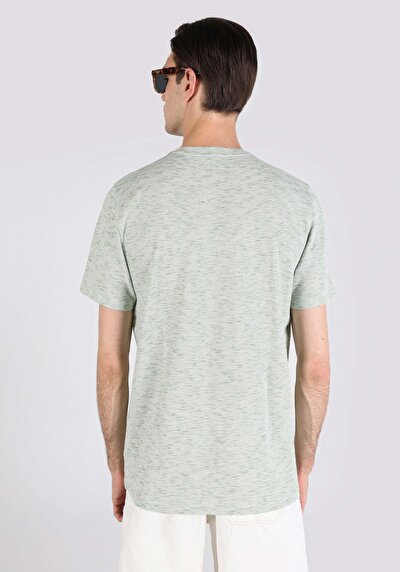 صورة من عادي مقاس رقبة مستديرة جاكار رجالي أخضر كم قصير تي شيرت