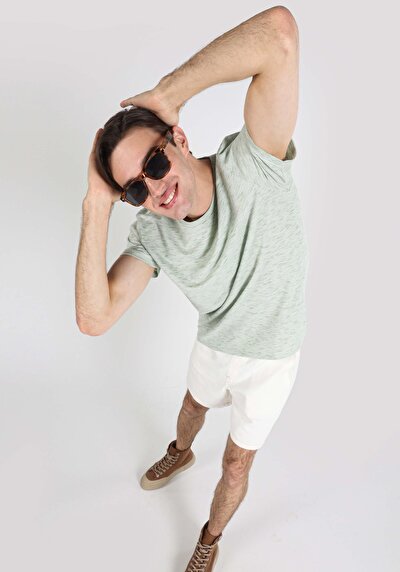 اعرض التفاصيل لـ عادي مقاس رقبة مستديرة جاكار رجالي أخضر كم قصير تي شيرت