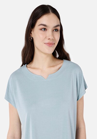 اعرض التفاصيل لـ   رقبة مستديرة مستقيم نسائي أخضر كم قصير تي شيرت