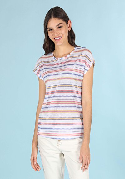 اعرض التفاصيل لـ متعدد الألوان للنساء تي شيرت بأكمام قصيرة