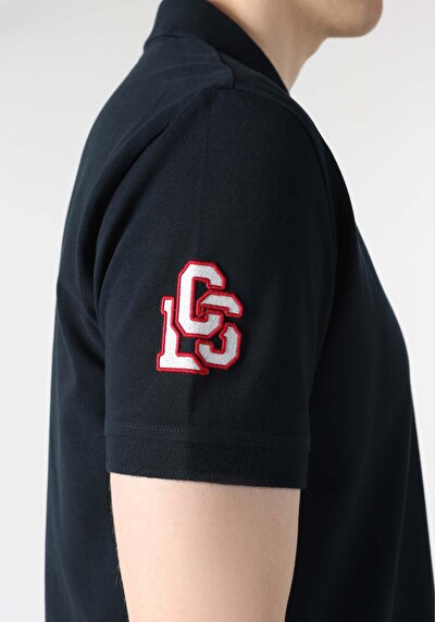 اعرض التفاصيل لـ عادي رقبة بولو رجالي أزرق كحلي كم قصير تي شيرت