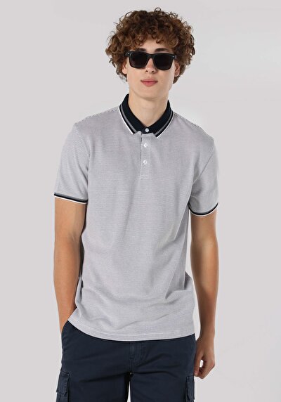 اعرض التفاصيل لـ أزرق بحري للرجال قميص بولو  كم قصير