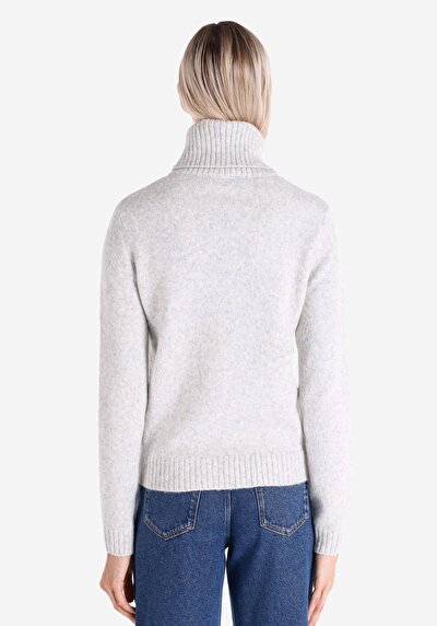 اعرض التفاصيل لـ ضيق  رقبة السلحفاة جاكار نسائي سترة رمادية