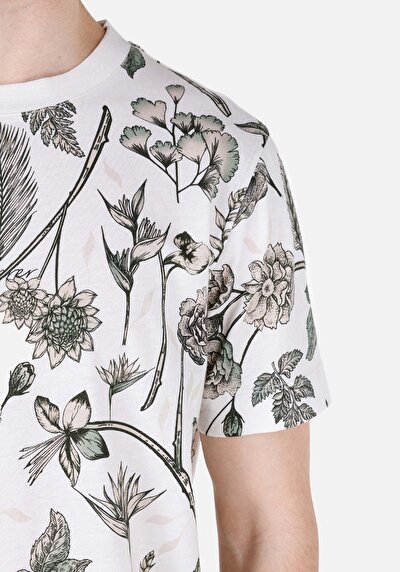 اعرض التفاصيل لـ   رقبة مستديرة مطبوعة رجالي بيج كم قصير تي شيرت