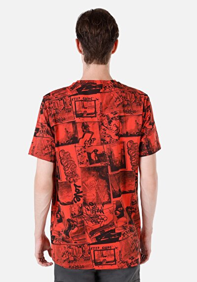 اعرض التفاصيل لـ   رقبة مستديرة مطبوعة رجالي برتقالي كم قصير تي شيرت