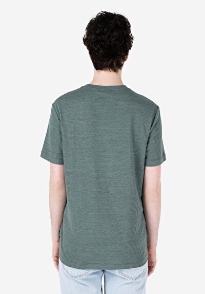 اعرض التفاصيل لـ عادي مقاس رقبة مستديرة جاكار رجالي أخضر كم قصير تي شيرت