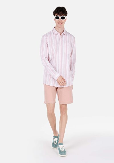 صورة من عادي الخصر مستقيم شورت برتقالي رجالي