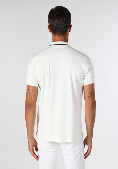 اعرض التفاصيل لـ مقاس عادي مطبوع أبيض للرجال بياقة بولو بأكمام قصيرة تي شيرت Cl1063383 