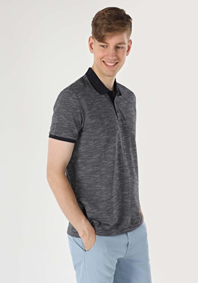 اعرض التفاصيل لـ عادي رقبة بولو جاكار رجالي أزرق كحلي كم قصير تي شيرت