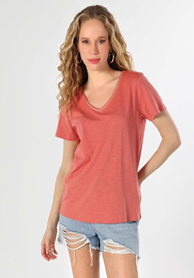 اعرض التفاصيل لـ بني للنساء تي شيرت بأكمام قصيرة